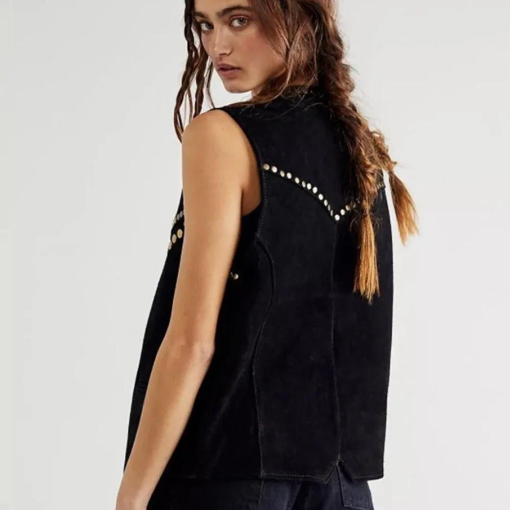 NWOT Free People Understated Leather Western Rachel Vest